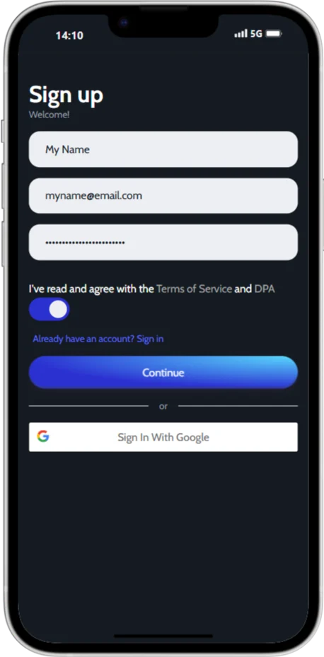 Create a JoinMyMoment account at app.joinmymoment.com