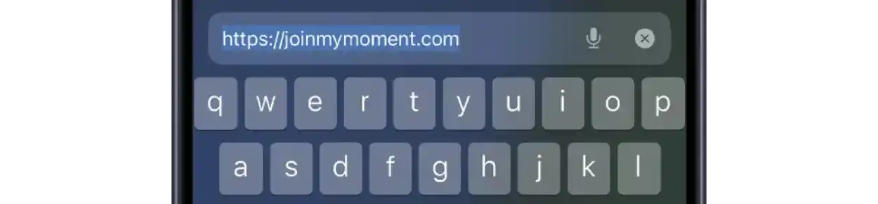 JoinMyMoment Browser address bar on mobile — no app install needed