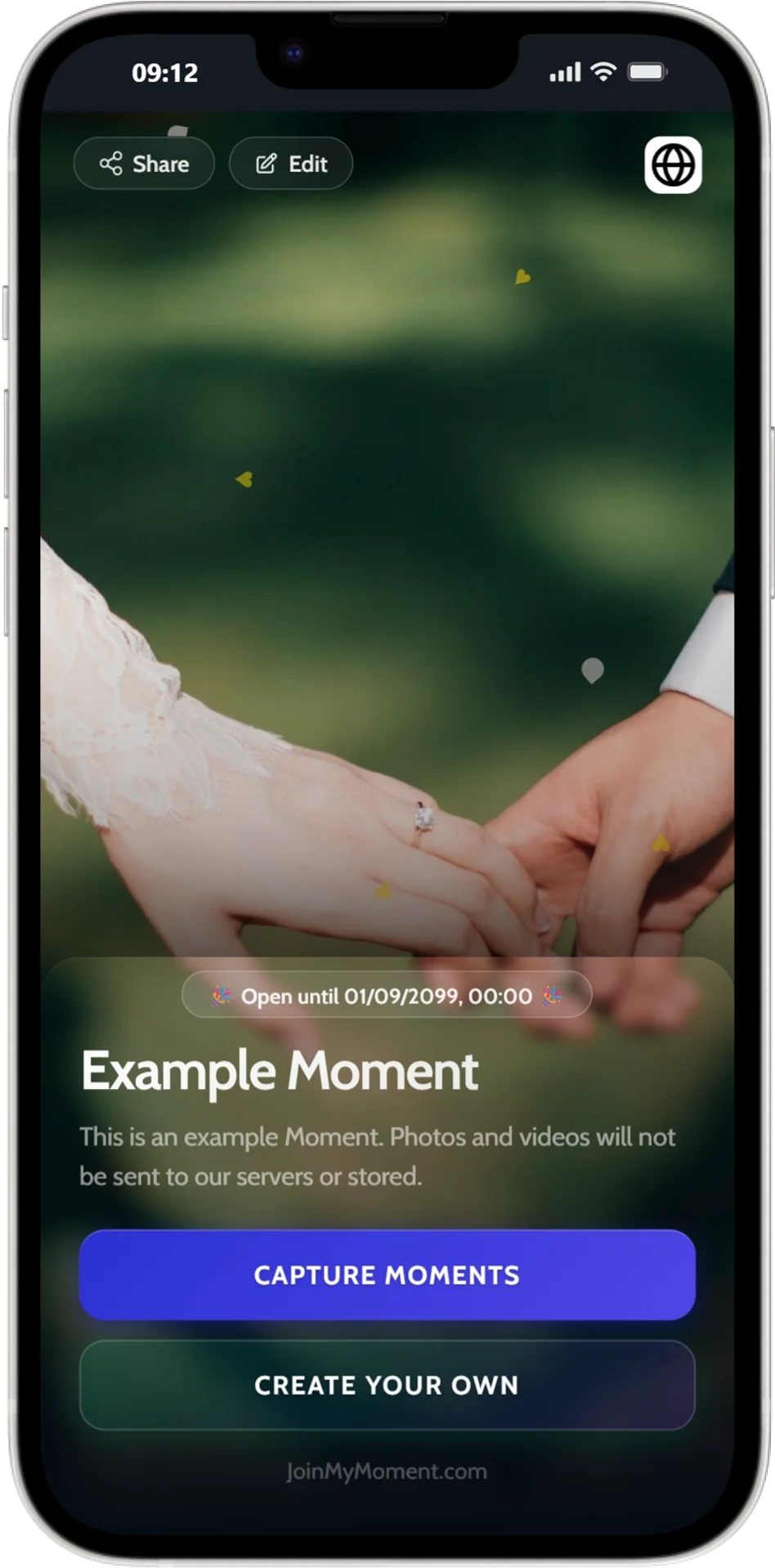 تخصيص لحظة JoinMyMoment — الاسم، الموضوع، صورة الغلاف والوصف